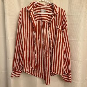 Urban Outfitters red&white striped button down - size medium